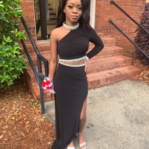 Black & Diamond Two Piece Prom Dress